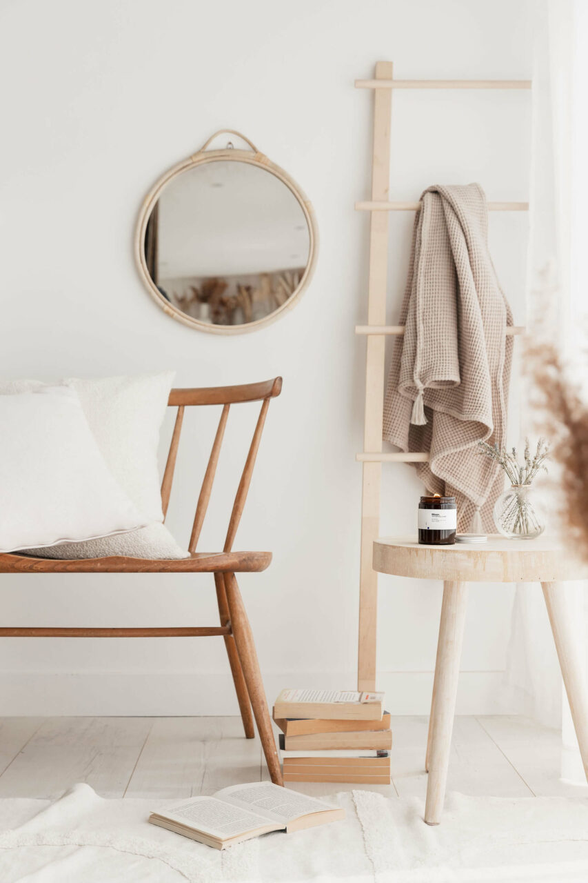 candle product photography in a home